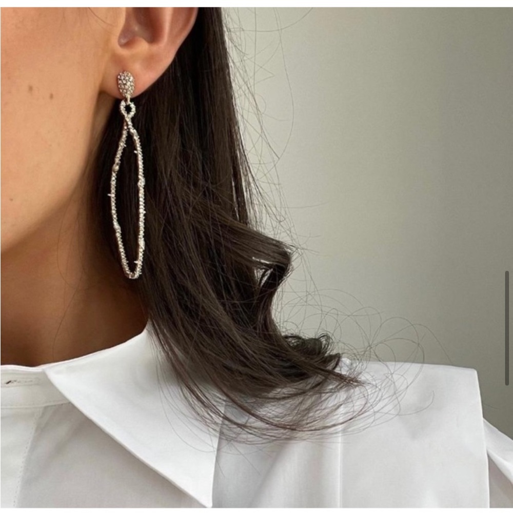 ALEXIS BITTAR NEW Lightweight Thorny Lace Pavé Crystal Twisted Sculpted Earrings